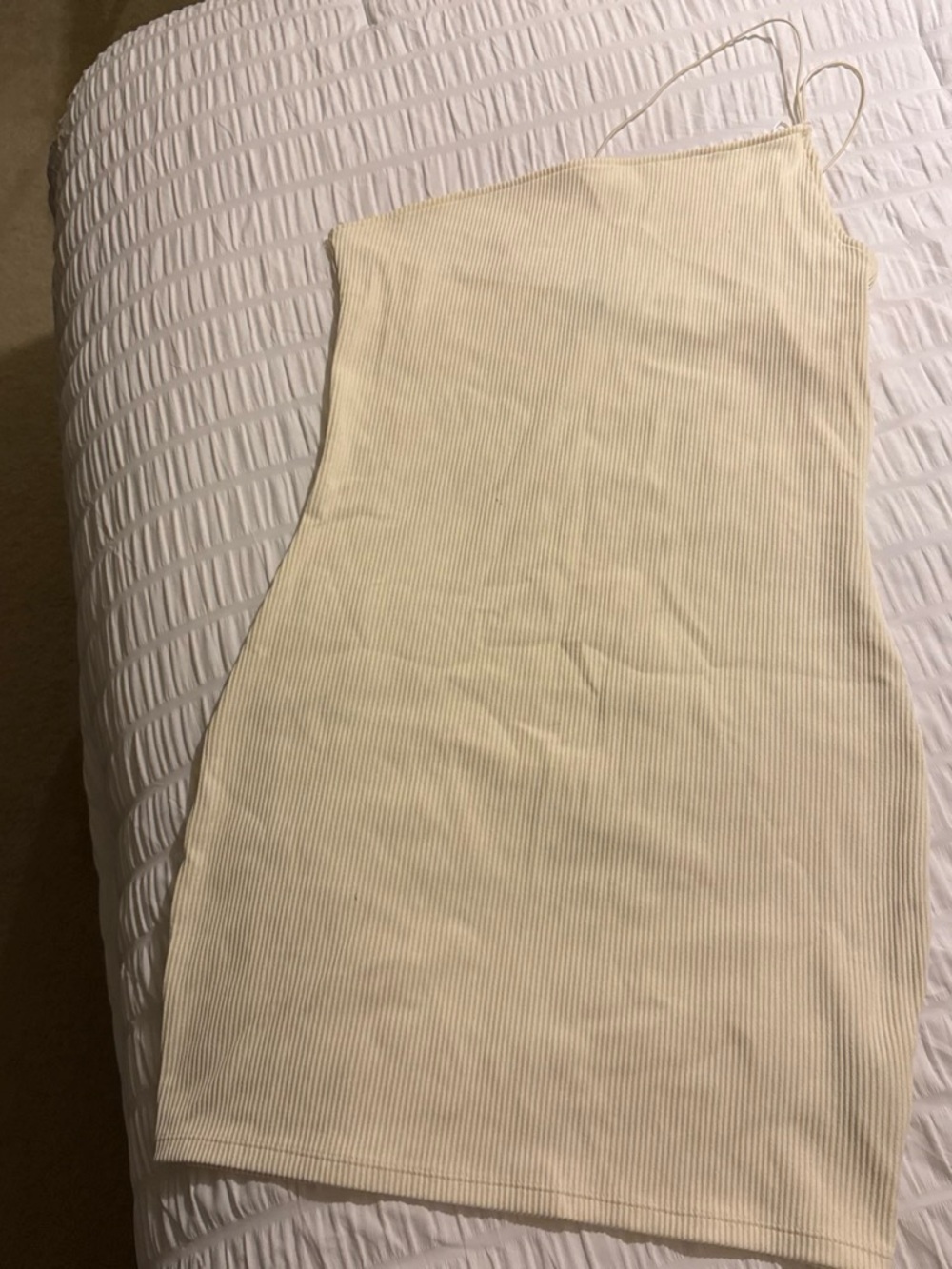 Ribbed One-Shoulder Mini Dress in off white